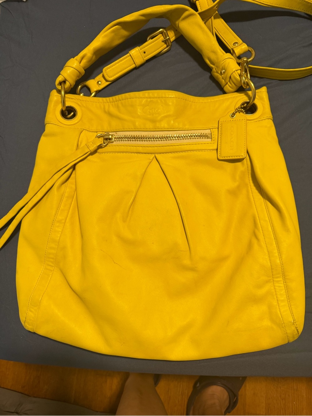 Yellow Coach Women's Leather Shoulder Bag